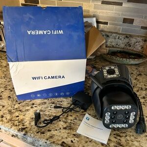 WiFi Security Camera - Black Outdoor PTZ Smart Camera